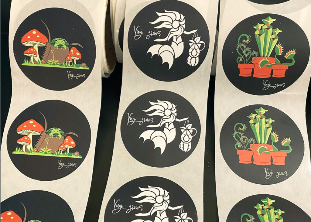 Yuyi Grows Logo and Illustrative Plant Designs as Stickers