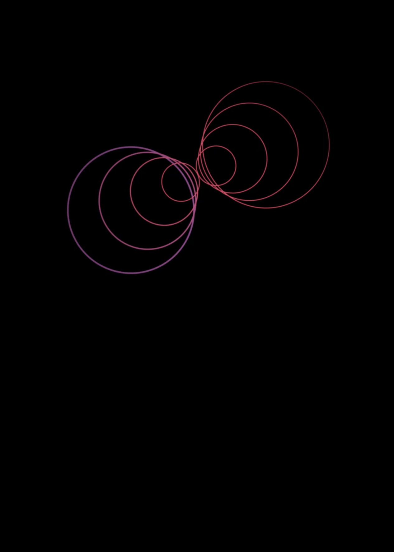 Pink and purple graphic circles on a black background