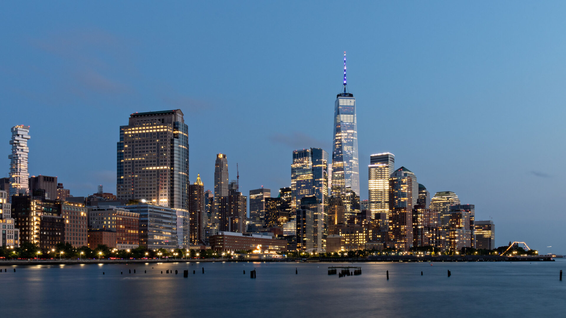 Downtown New York City after sunset