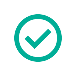 A teal checkmark inside a circle on a white background.