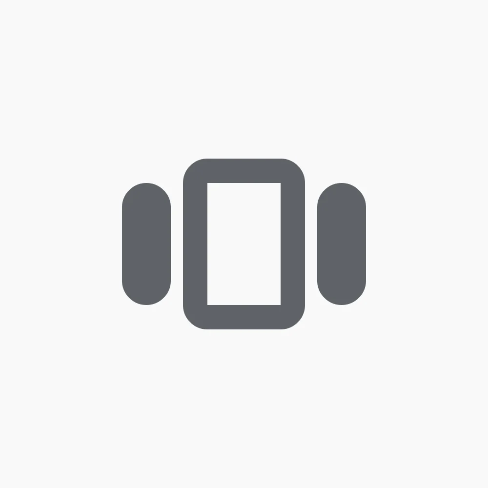 "Carousel indicator with a centered rectangle flanked by two circles, suggesting the current slide selection."