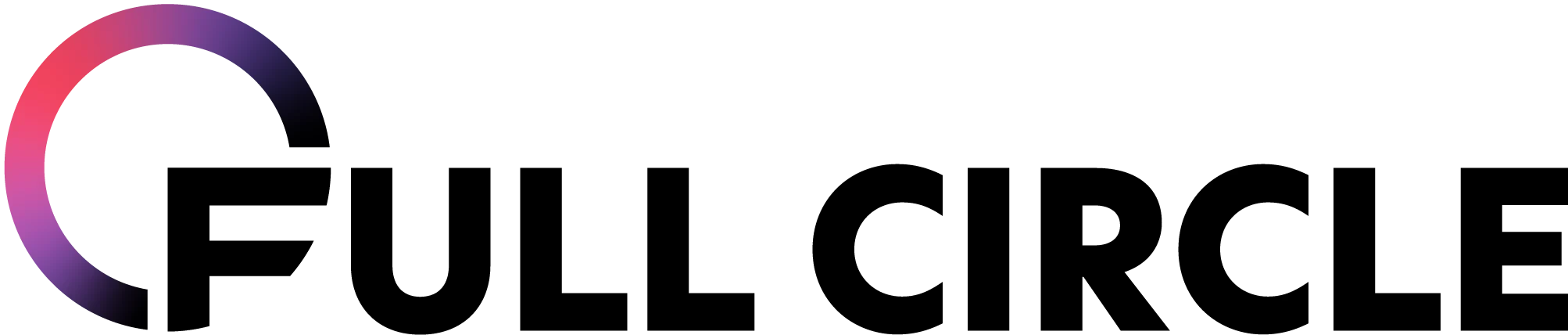 The Full Circle logo with a stylized, open circle in a gradient of red to purple, followed by bold black text reading “FULL CIRCLE.”.