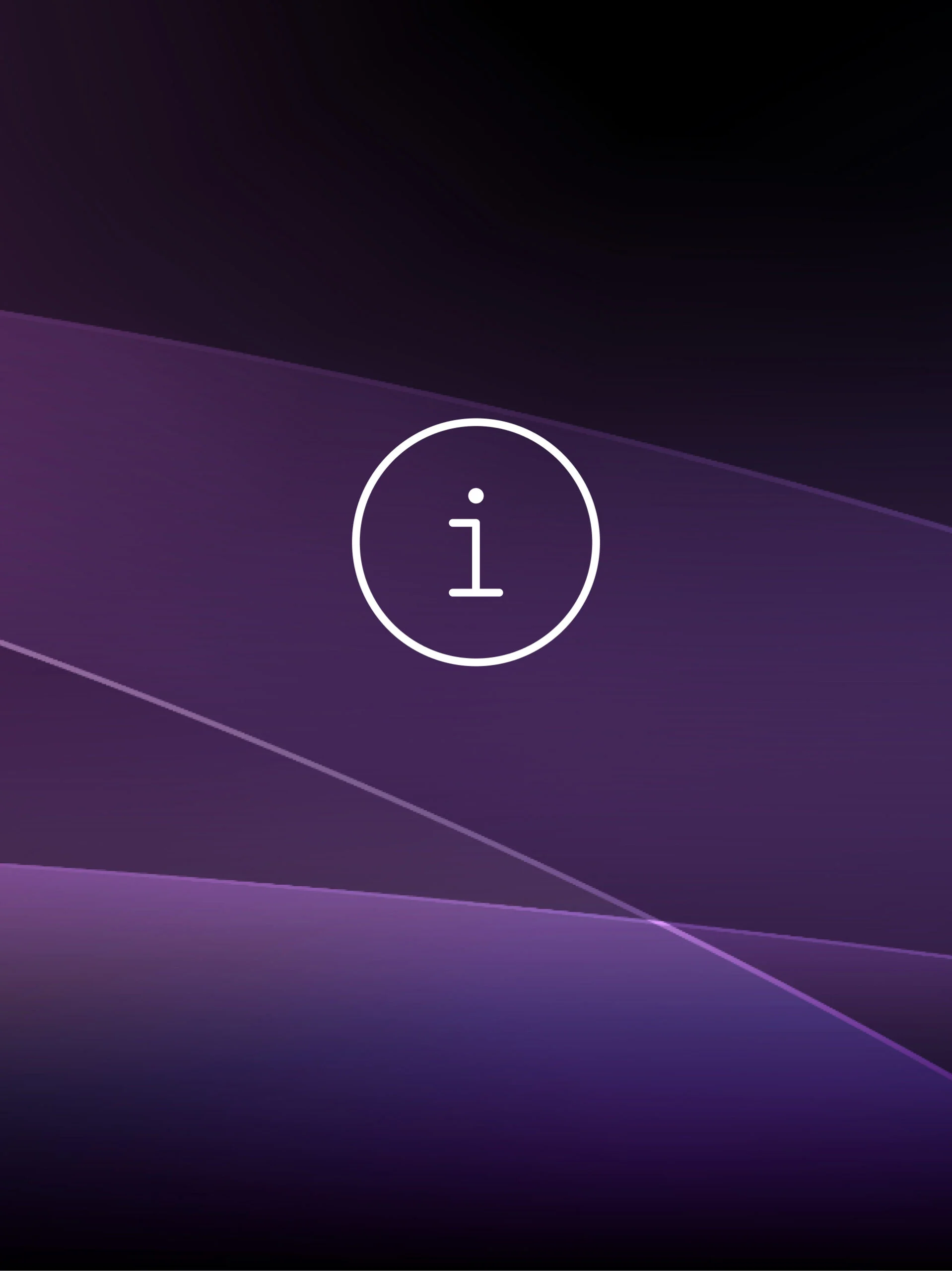 Information symbol (i) inside a white circle on a purple gradient abstract background, indicating help or details.