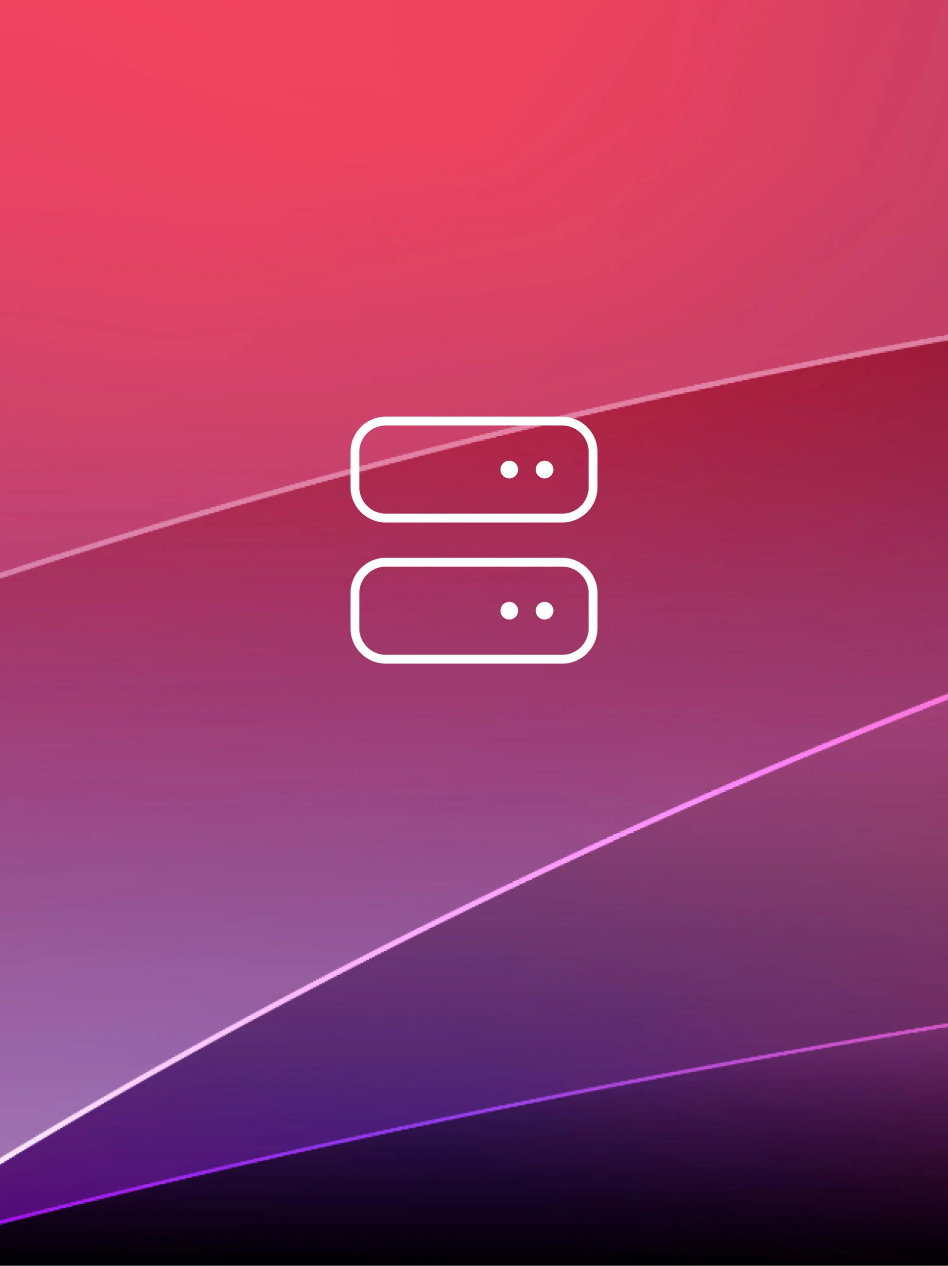 Decorative pink-purple gradient background with diagonal lines and two outlined chat bubbles containing ellipses, suggesting more options or messaging UI.