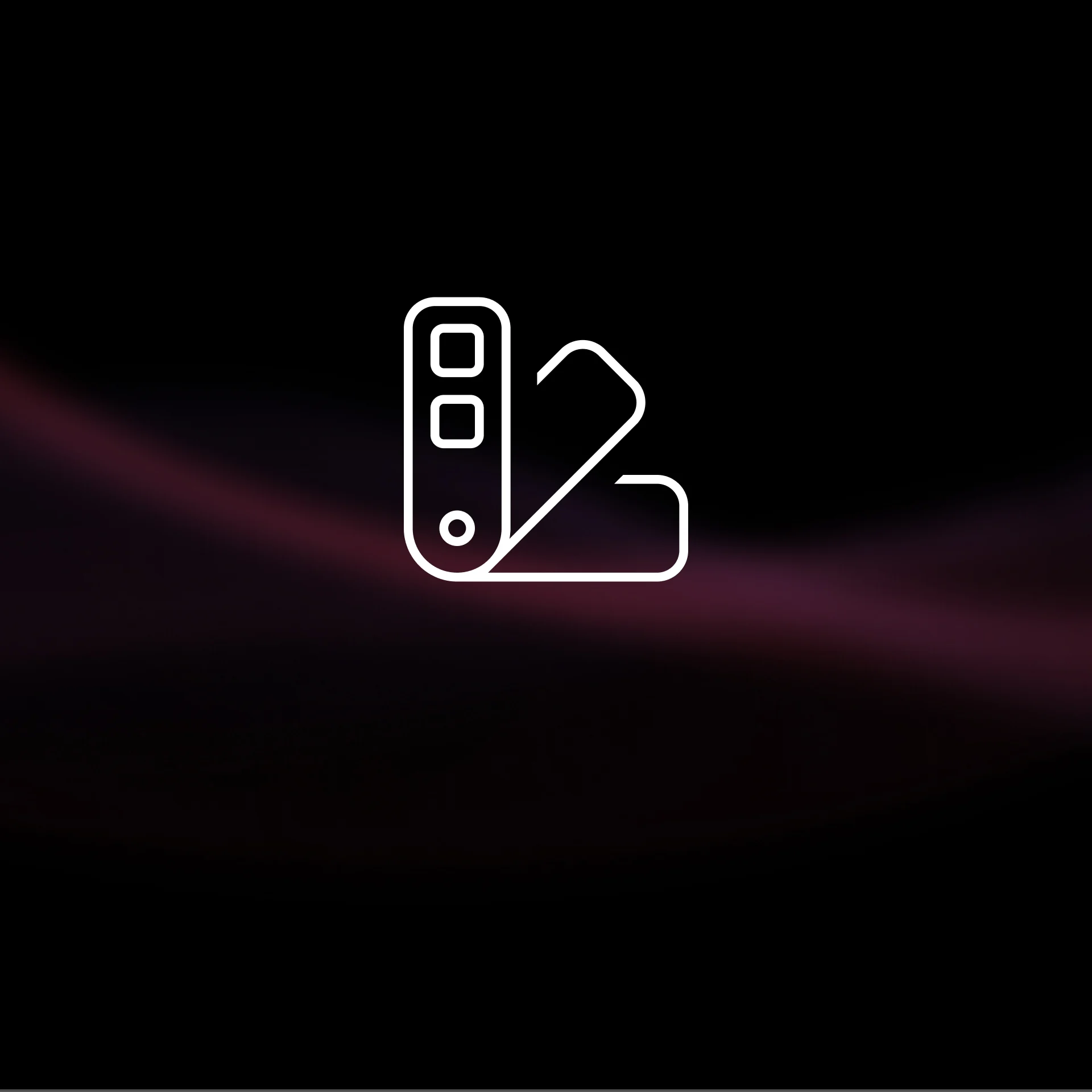 White outline icon of a folding utility knife with blade extended on a dark gradient background